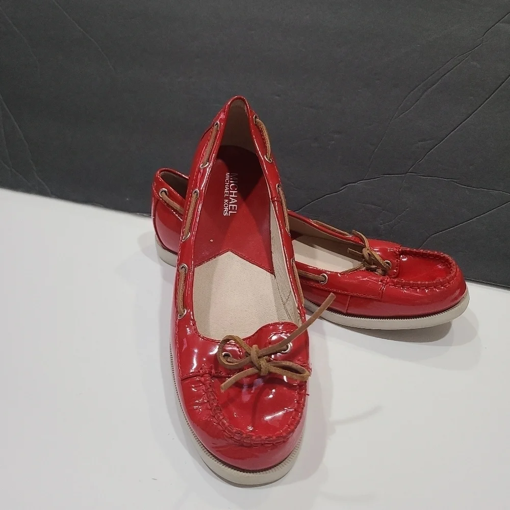 Michael Kors Red Women's Boat Shoes Sz.9M Shiny